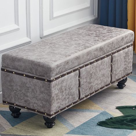 Cassapanca Contenitore Ecopelle Divano Panca Pouf Contenitore 80x40x43 cm Grigio (1/4)
