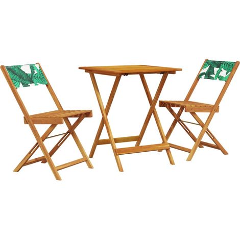 Maison Exclusive - 3-tlg. Bistro-Set Blattmuster Stoff und Massiv