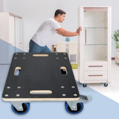 ECD Germany Rodillo Transporte de Muebles 40x60cm Carga Hasta 800kg Tabla Roller de Serigrafía/Ruedas de PP Monopatín con 2x Freno Placa Carretilla Platforma para Mundanzas y Translado de Maquinaria