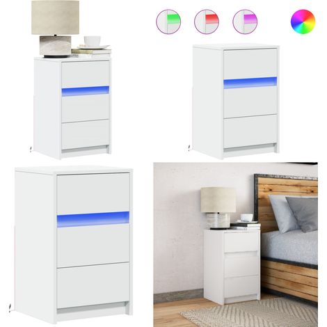 vidaXL Armoire de chevet avec lumières LED blanc bois d'ingénierie (1/5)