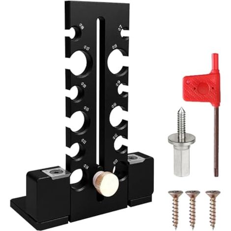 Kit de gabarit de fabrication de chevilles de 7 mm à 18 mm, 12 trous réglables, chevilles de fraisage, chevilles de fraisage, tiges de tige auxiliaires, gabarit pour tiges en bois, bâtons de travail (1/5)