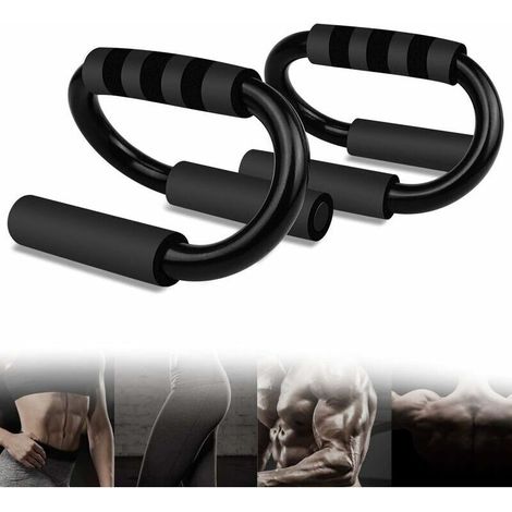 Poignées de Pompe, Poignée de Pompe en Acier Inoxydable en Forme de S avec Poignée en Mousse, Poignées Push-up pour l'Entraînement Musculaire du Corps Sport Gym Exercice à Domicile (1 Paire) (1/5)