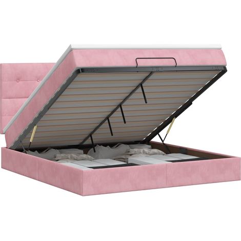 Maison Exclusive - Letto ottomano con materasso Rosa 160 x 200 cm Velluto (1/5)