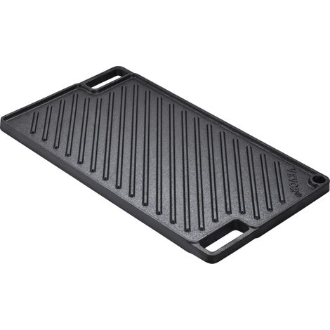 VEVOR Griglia/Piastra Reversibile, Piastra in Ghisa 425x246x16 mm, Piastra Rettangolare Bifacciale Spessore 3,3mm, Piastra Antiaderente per Griglia Cottura, Piastra per Barbecue, Griglia a Gas, Nero