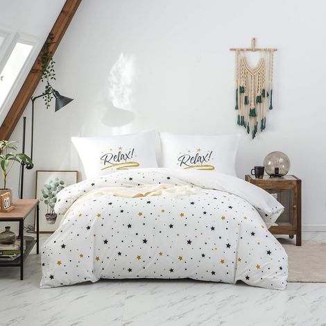Sets de Housses de Couettes 220 x 240 cm + Lot 2 Taies d'Oreillers 65 x 65 cm Parure de lit Imprimé Etoile Multicolore 2 Personnes Motif 11 Ensembles Housse de Couette 3 Pièces Fermeture Éclair (1/5)