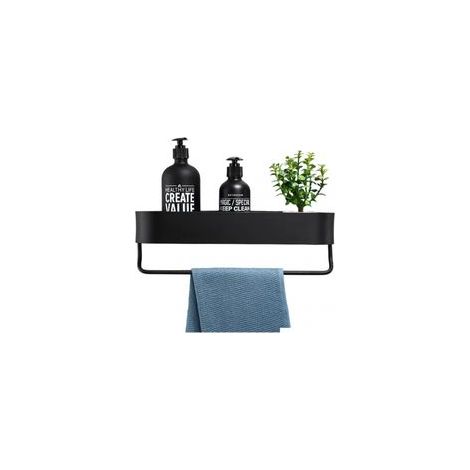 Support de rangement de salle de bain en alliage d'aluminium, porte serviettes mural noir antirouille, support de rangement de cuisine multifonctionnel