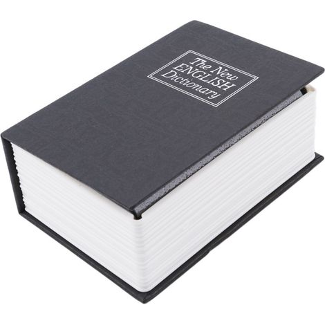 Filiyano-Petit coffre-fort livre avec serrure à clé, dissimulant un dictionnaire, noir. (1/5)