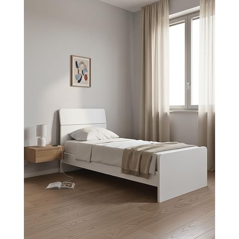 Letto Comby con fascioni e pediera - Letto singolo 87 x 197 - Struttura bianco - Rete e materasso esclusi (1/5)