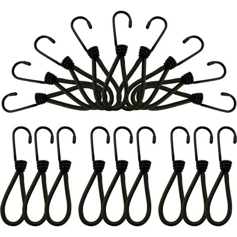 Crochet,Tendeurs Elastique avec Crochets,25 Pièces Crochet Tendeur,Tendeur de Baches Tendeur Noire en Caoutchouc de TensionTendeurs Piscine Elastique Crochet (1/4)