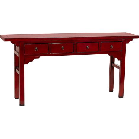Recibidor de madera rojo 178x38x85h cm
