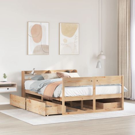Bed Frame without Mattress 160x200 cm Solid Wood Pine vidaXL (1/5)