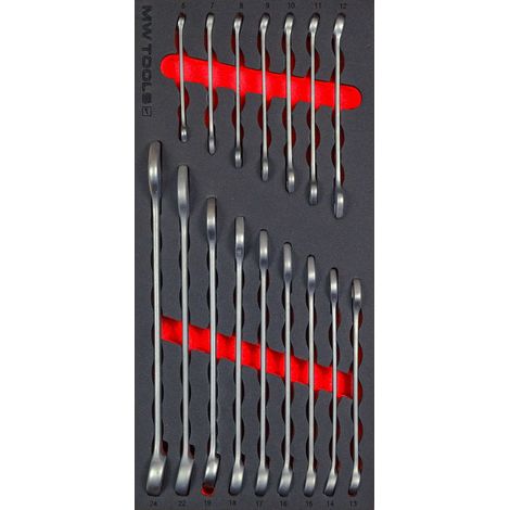 Mw Tools – Jeu de clés mixtes 16 pièces 6-24 mm – Module en mousse pour servante d'atelier – MWCO16624