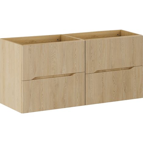 Mobile sotto lavabo sospeso scanalato Naturale chiaro 120 cm - ORISO