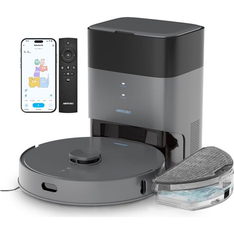 Airrobo – Aspirateur robot laveur 10000 Pa – Station auto-vidage 4L – 240 min autonomie – Navigation LiDAR – 3-en-1 : balayage, lavage, aspiration
