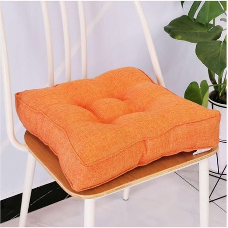 Coussin de chaise de jardin, épais 10 cm, en coton doux, 40 x 40 cm, pour bureau, salle à manger, maison (40 x 40 x 10 cm, orange)