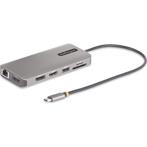 StarTech.com Adaptateur Multiport USB-C Triple Moniteur, Double HDMI et DisplayPort 4K 60Hz + 4K 30Hz, Adaptateur USB-C, Hub USB 4 Ports, 100W PD Pass-Through, GbE, Lecteurs de Cartes SD/MicroSD