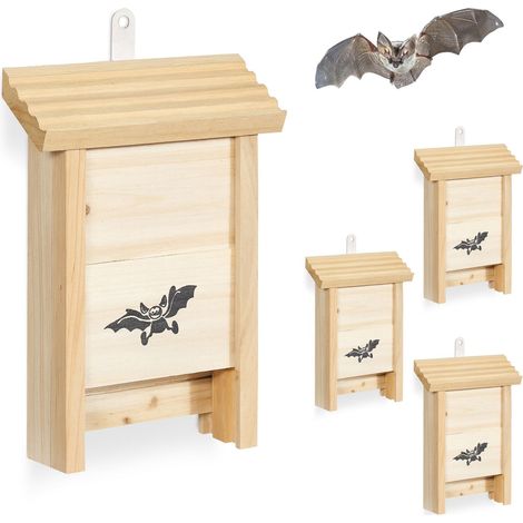 Bat Box, set da 4 - Legno non trattato, facile da arrampicare