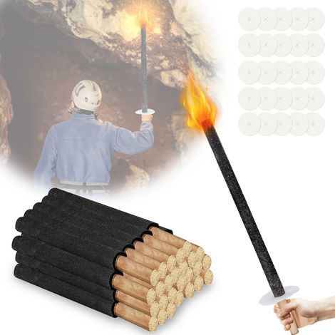 Randaco Torche de jardin lampe huile pour dehors torches à cire Torche jardin 72cm lot de 25 combustion 90 min