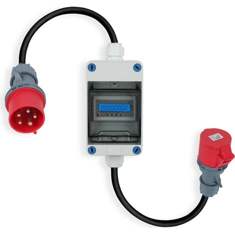 Contatore elettrico digitale mobile MID 2024 con spina e giunto CEE, adattatore CEE IP55 per campeggio e veicoli elettrici (32 A) (1/5)