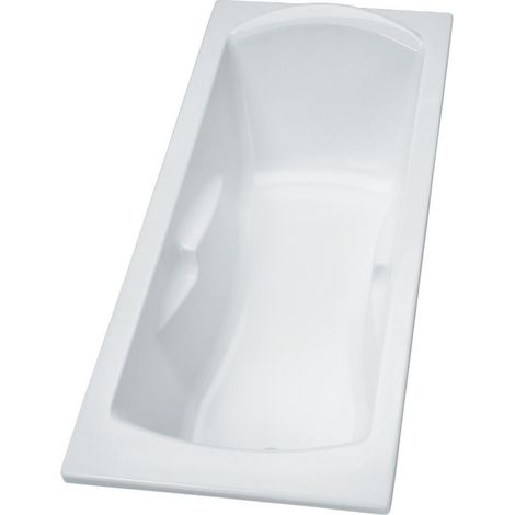 Porcher – Baignoire acrylique rectangulaire 170x75cm avec accoudoirs et repose-tête – Encastrable ou à poser – Tablier en acrylique en option (1/4)