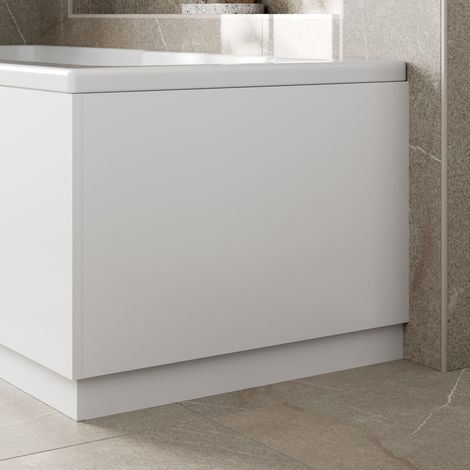 Modern Bathroom 750mm End Bath Panel 18mm MDF White Gloss Wooden Plinth Easy Cut (1/4)