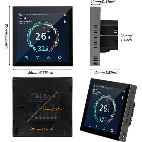 HYT001 Termostato di riscaldamento intelligente WIFI, regolatore di temperatura digitale controllabile tramite app per smartphone, schermo LCD touchscreen, antigelo settimanale programmabile, ideale p (1/5)