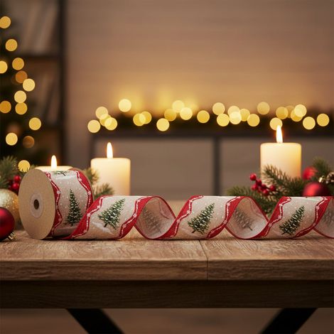 Nastro decorativo con albero per decorazioni natalizie da 63 mm x 10 mt (1/3)