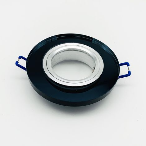 Ghiera porta faretto GU10 per cartongesso in vetro a Specchio Scuro (1/4)