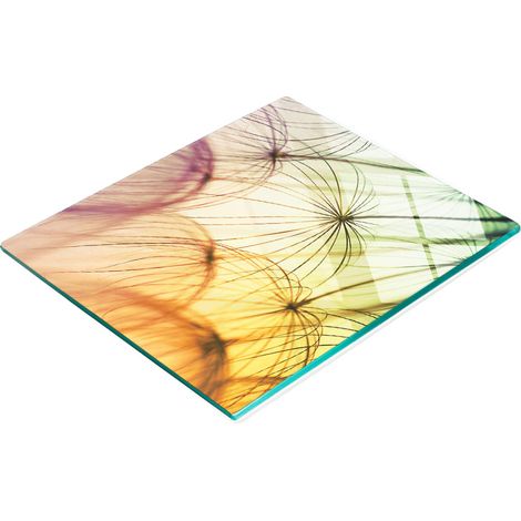 Tagliere decorativo in vetro temperato con motivo dente di leone colorato, 60x52 cm (1/5)