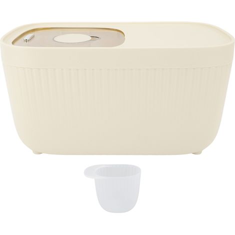 Bac à riz avec verre doseur transparent étanche plastique, récipient de stockage pour riz farine grains, blanc M 10kg 20cm (1/5)