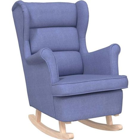 Fauteuil à bascule bleu denim, 74x90x102 cm, tissu. (1/5)