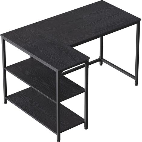 Bureau en L, Étagères Réglables avec Rangement, 110 x 80 cm, Noir (1/5)