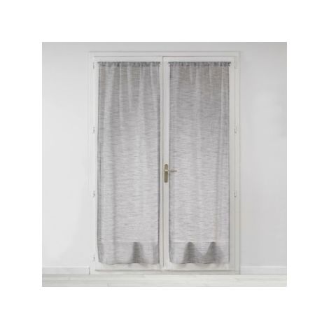 Paire de voilages droits passe-tringle 2 x 70 x 240 cm – Effet lin tissé – Milza Anthracite (1/3)