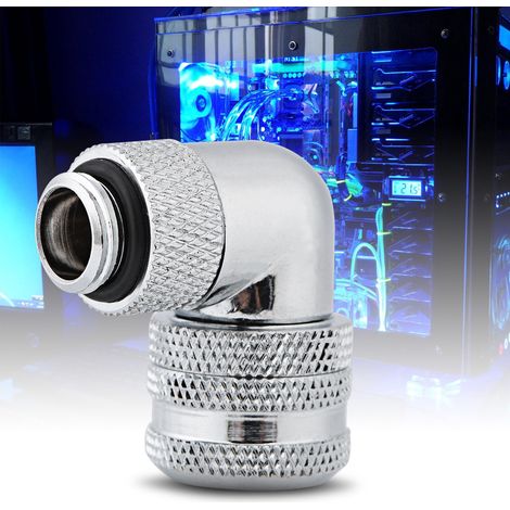 Raccord à 90 degrés G1/4 pour tube 14MM - Raccord rotatif pour refroidissement PC - Blanc (1/5)