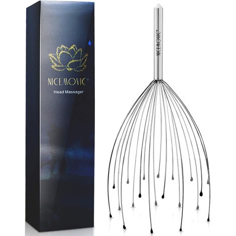 Massager Pour Tete - 20 Doigts En Metal - 24,1 Cm - 30 G - Pour Relaxation Du Cuir Chevelu - 1 Piece (1/5)