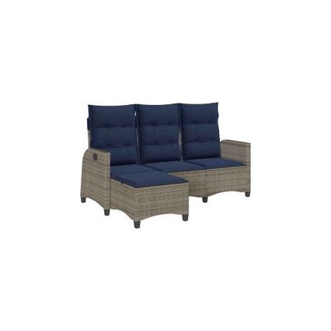 Canapé de jardin inclinable coussins forme de L gris polyrotin (1/5)