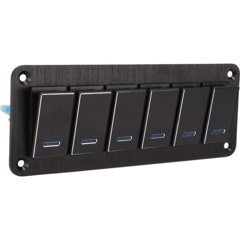 6-fach wasserdichte Kippschalterleiste, DC 12 V bis 24 V, 3-polig, blaue Hintergrundbeleuchtung, 30 A, vorverdrahtet für Wohnmobil, Yacht und Auto (1/5)