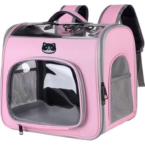 Faltbarer Rucksack für Katzen und Hunde – belüftete Tragetasche – leichtes Polyesterdesign – Rosa (1/5)