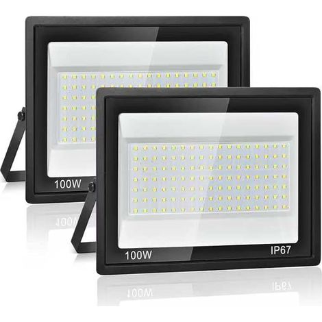 Projecteur LED Extérieur 100W,7000K Blanc Froid,10000LM, IP67 Étanche, 119 LEDs, Spot Extérieur pour Jardin, Cour, Garage, Allée, Atelier, Couloir et Éclairage de Sécurité,2 Pièces (1/5)