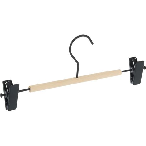 Set di 10 grucce con mollette regolabili mix legno metallo pratiche armadio 45 x 2 x 20 cm in legno nero 130010854