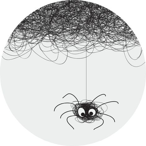 Papier peint intissé auto-adhésif rond  Thème Cute Spider - 140 x 140 cm (1/5)
