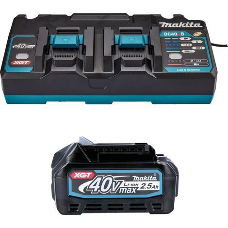 Makita BL4025 40V Max 2.5Ah Li-ion XGT Battery 191B36-3 + DC40RB Twin Charger