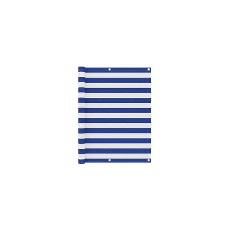 Biombo para balcón, blanco y azul, 120 x 400 cm, tela Oxford - Crezuo (1/4)