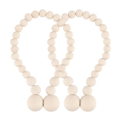 ALLIANDISLot de 2 embrasses de rideaux magnétiques en perles de bois pour décoration de chambre bohème, chambre d'enfant (1/5)