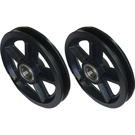 2 Poulies à Rouleaux Épais Noires, Roue de Porte Résistante à L'usure Roulement, Poulie Suspendue pour Rail Suspendre, Grosse Roue pour Porte Coulissante Type Grange, Lot de 2 (1/5)