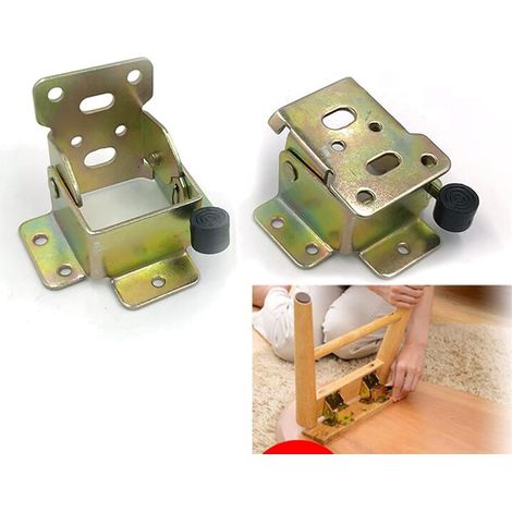 (1 Pair)90 Degree Self-Locking Folding Table Leg Extender, Folding Shelf Bracket, Telescopic Hidden Shelf Bracket for Desk, Bed, Hinges (M1-an ya) (1/5)