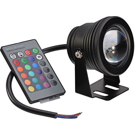 – 10-W-RGB-LED-Unterwasserlampe – Dekorative Beleuchtung für Springbrunnen und Aquarien – Wasserdichtes Aluminiumgehäuse – Inklusive Fernbedienung (1/5)