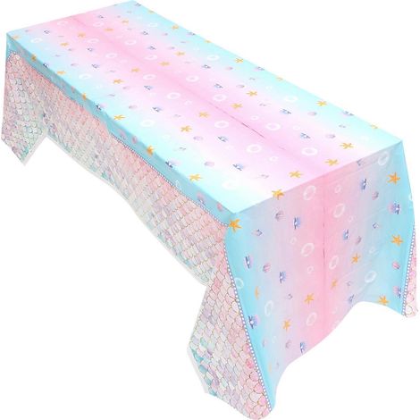Nappe à écailles de poisson, nappe sirène pour décoration de fête, 1 pièce en plastique (1/5)