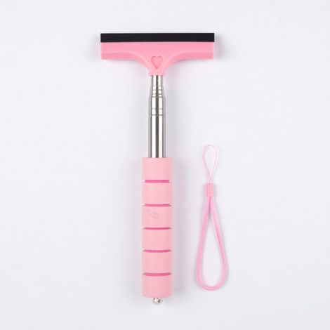 Rasqueta de limpieza de acero inoxidable para coche, mango de esponja suave, rosa (1/5)