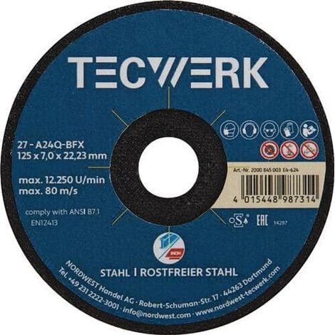 TECWERK Premium-Schruppscheibe 2in1 D125xS7mm gekr.INOX/Stahl Bohr.22,23mm TECWERK (1/3)